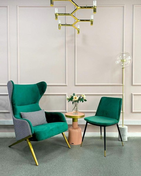 Fotel HAMPTON VELVET ciemny zielony - welur, metal