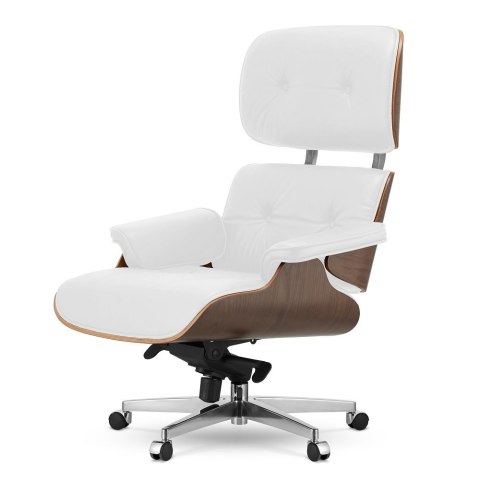 Fotel Biurowy Lucera XL inspirowany biała skóra Jasny orzech Biały