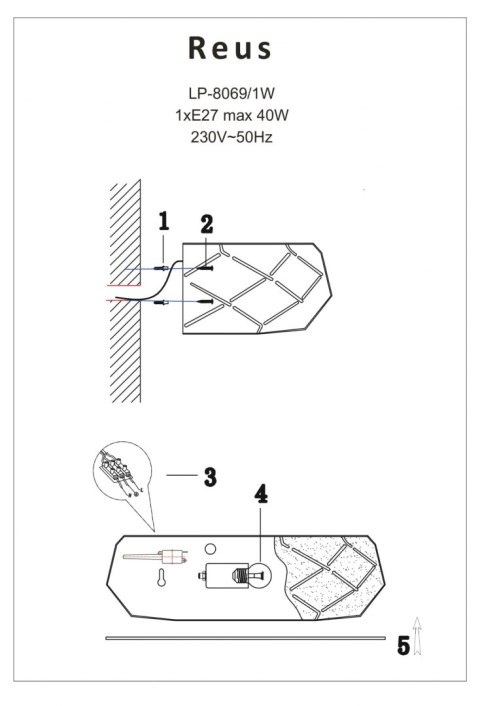 Light Prestige Kinkiet Reus biały 1xE27