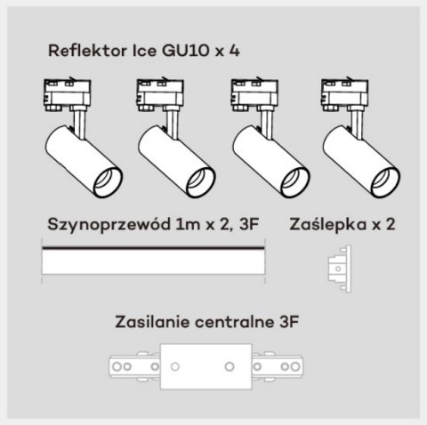 Light Prestige Zestaw oświetlenia szynowego Ice SET 3F biały 4xGU10
