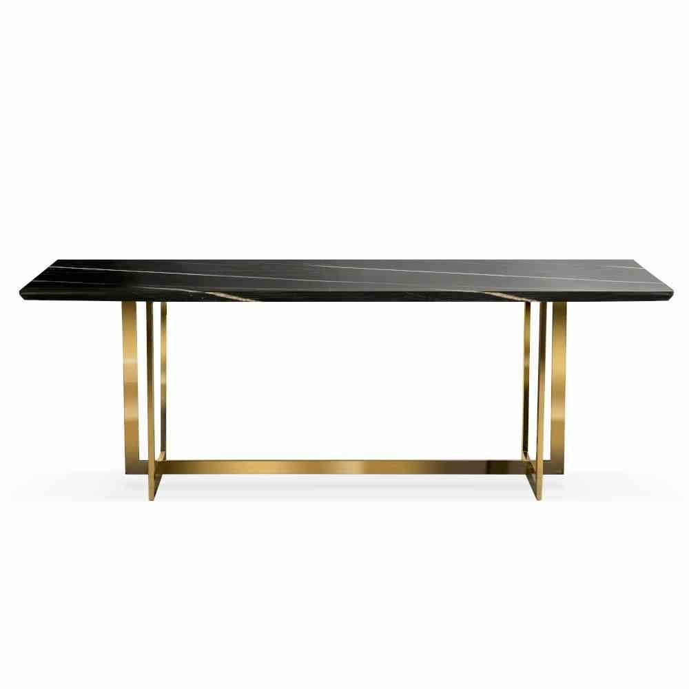 Stół MARBLE 180x90 czarny marmur / noga złota