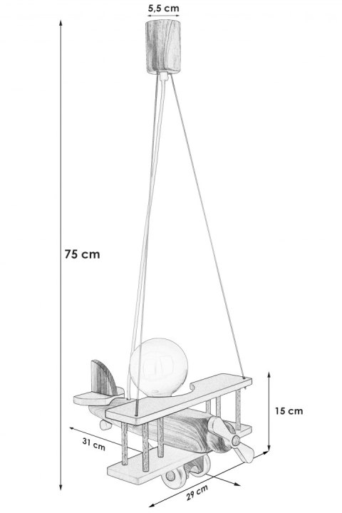 Lampa wisząca Samolot mały różowo-biały Hellux