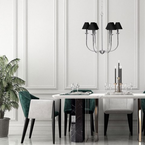Light Prestige Lampa wisząca Glamour srebrno - czarna 6xE14