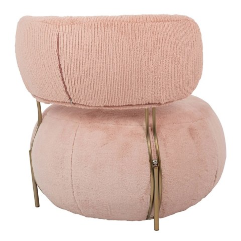 Fotel LOW TEDDY PINK różowy - stal
