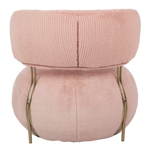 Fotel LOW TEDDY PINK różowy - stal
