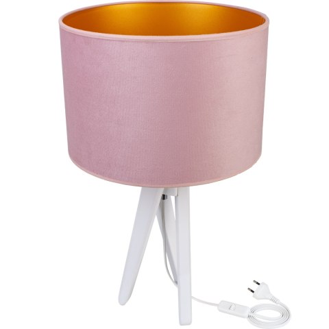 Lampa stołowa biały TRIVET pudrowy róż Hellux