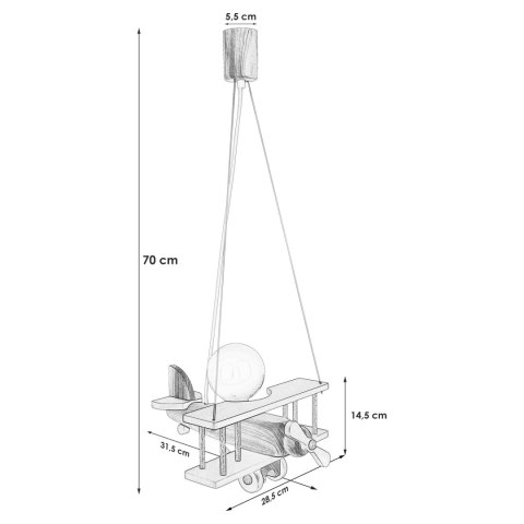 Lampa wisząca Samolot mały szaro-naturalny Hellux
