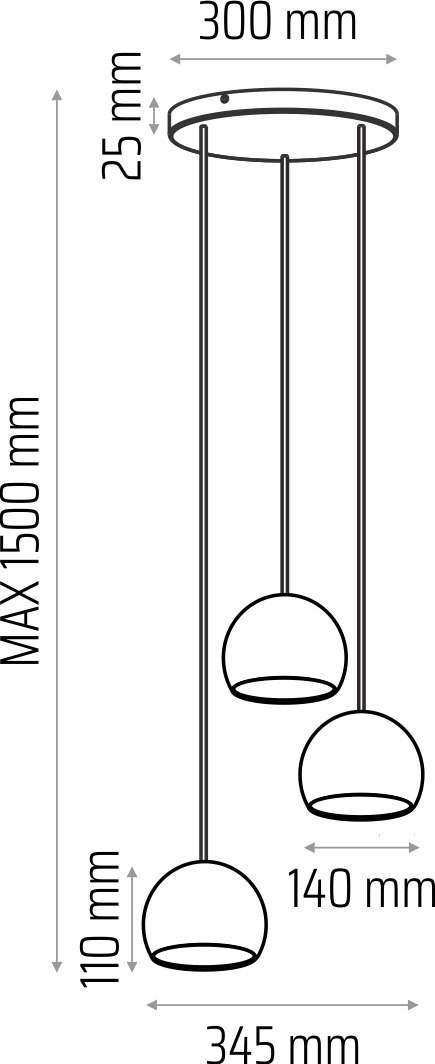 Lampa wisząca biała Balli Kule 3pł (plafon) Hellux