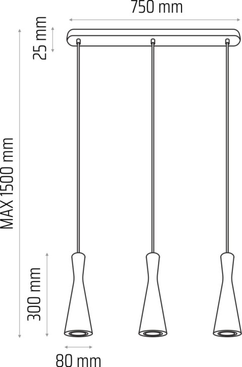 Lampa wisząca czarna Vegas 3 pł Hellux