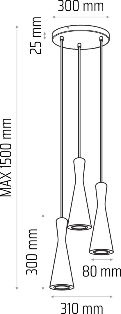 Lampa wisząca czarna Vegas 3 pł (plafon) Hellux