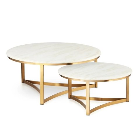 Stoliki Marron zestaw okrągłych stolików kawowych marmur stylu glamour