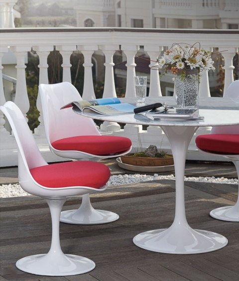 Stół TULIP MARBLE 100 CARRARA biały - marmur, metal