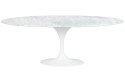 Stół TULIP ELLIPSE MARBLE CARRARA biały - blat owalny marmurowy, metal