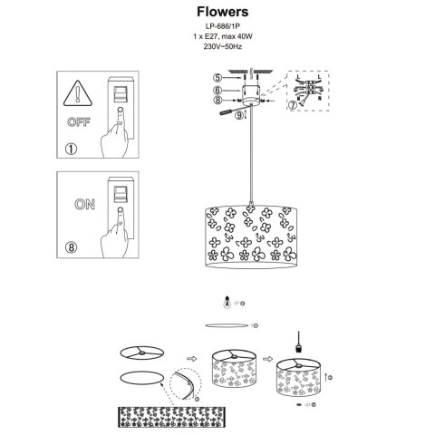 Light Prestige Lampa wisząca dziecięca Flowers biała 1xE27