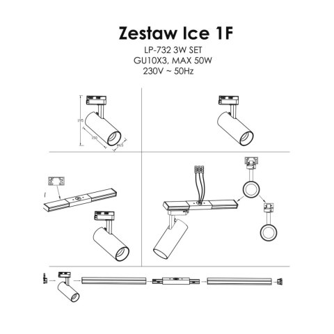 Light Prestige Zestaw oświetlenia szynowego Ice SET 1F biały 3xGU10