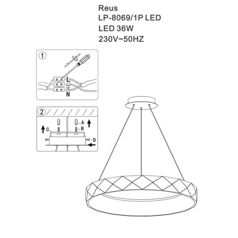 Light Prestige Lampa wisząca Reus różowe złoto LED 4000K