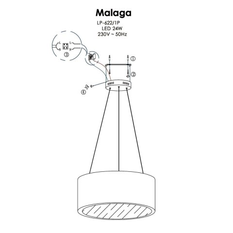 Light Prestige Lampa wisząca Malaga biała LED 3000K