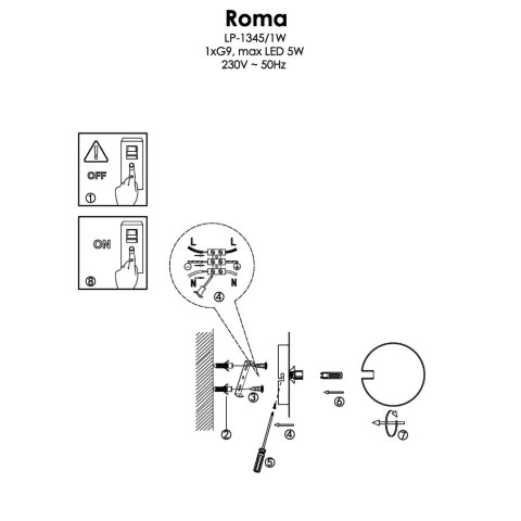 Light Prestige Kinkiet Roma czarny 1xG9