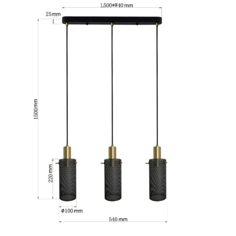 Light Prestige Lampa wisząca Tirana 3 czarna 3xE27
