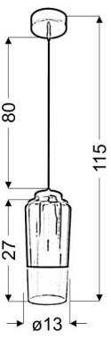 TUBE LAMPA WISZĄCA 13 1X60W E27 MIEDZIANY