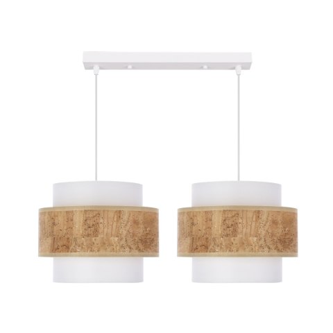 Cork lampa wisząca biały 2x40w e27 abażur biały+beżowy