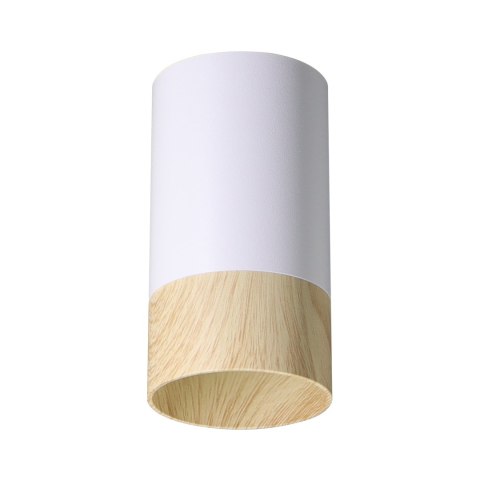 CONTI LAMPA SUFITOWA TUBA 1X15W GU10 5,5/10 BIAŁY+DREWNIANY