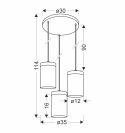 WELS LAMPA WISZĄCA TALERZ CZARNY+DREWNIANY 3X40 E27 KLOSZ DYMIONY