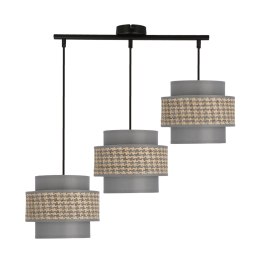 LUCCIA LAMPA WISZĄCA CZARNY 3X40W E27 ABAŻUR SZARO BEŻOWY+GRAFITOWY