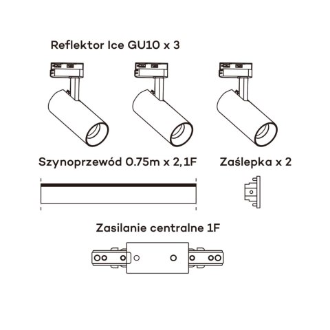 Light Prestige Zestaw oświetlenia szynowego Ice SET 1F biały 3xGU10