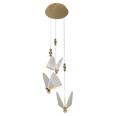 Light Prestige Lampa wisząca Mariposa 3 złota LED CCT