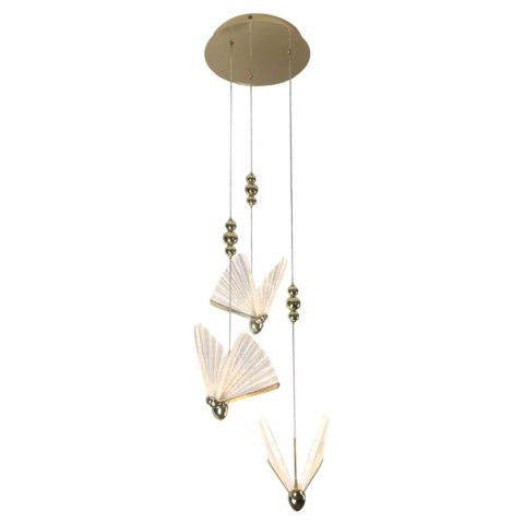 Light Prestige Lampa wisząca Mariposa 3 złota LED CCT