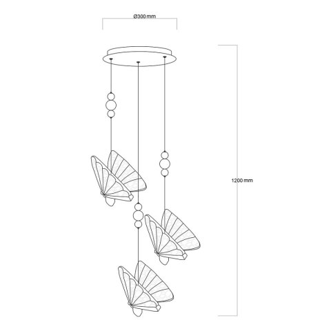Light Prestige Lampa wisząca Mariposa 3 złota LED CCT