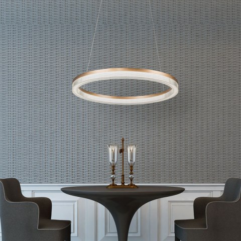 Light Prestige Lampa wisząca Midway Cristal Triangle złoto - transparentna LED CCT