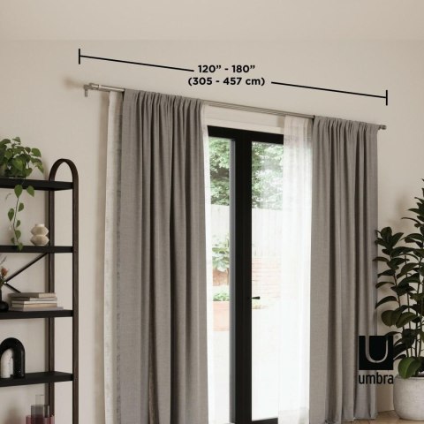 UMBRA podwójny karnisz CAPPA 305 - 457 cm srebrny