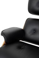 Fotel LOUNGE HM XL czarny / orzech z podnóżkiem