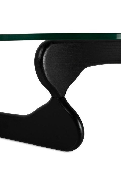 Stolik STABLE BLACK - szkło, podstawa drewniana czarny jesion.