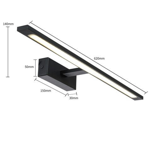 Light Prestige Kinkiet Isla czarny 62cm IP44 LED CCT