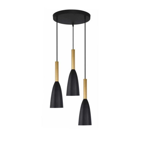 Light Prestige Lampa wisząca Solin 3 czarno-złota 3xE27
