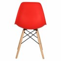 Krzesło P016W PP czerwone,drewniane nogi