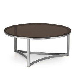 Marron duży okrągły stolik kawowy szklany stylu glamour Chrom Brązowy