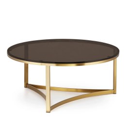 Marron duży okrągły stolik kawowy szklany stylu glamour Złoty Brązowy