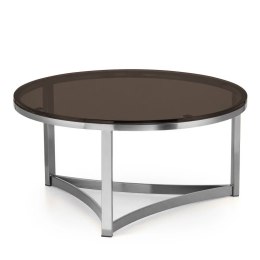Marron mały okrągły stolik kawowy szklany stylu glamour Chrom Brązowy