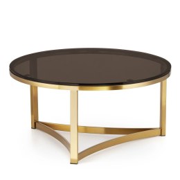 Marron mały okrągły stolik kawowy szklany stylu glamour Złoty Brązowy