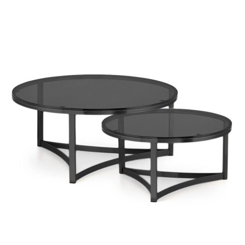 Marron zestaw okrągłych stolików kawowych szkło stylu glamour Czarny Grafitowy