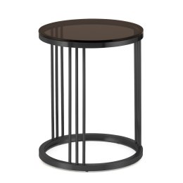 Vivien mały okrągły stolik kawowy szklany styl glamour Czarny