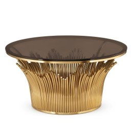 Stolik kawowy glamour szklany złoty Vaza Złoty Brązowy