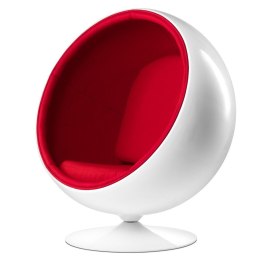 Fotel Gallipoli Biały Kula Inspirowany Ball Chair obrotowy nowoczesny do salonu Czerwony