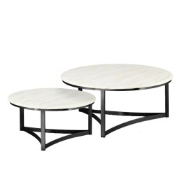 Stoliki Marron zestaw okrągłych stolików kawowych marmur stylu glamour Biały Czarny