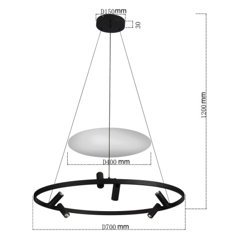 Light Prestige Lampa wisząca Almeria czarna LED 4000K