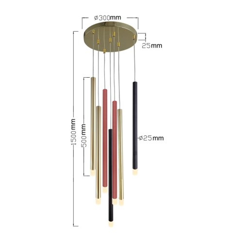 Light Prestige Lampa wisząca Lungo 7 kolor mix 7xG9
